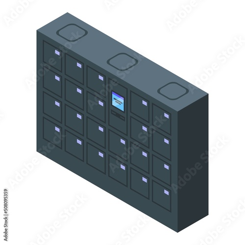 Self-service parcel delivery automat icon isometric vector. Home food. Post door