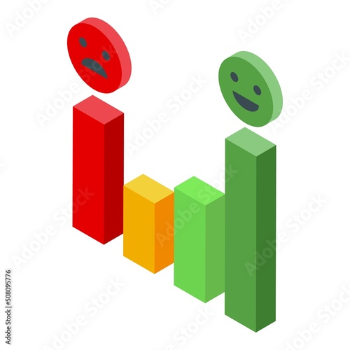 Satisfaction level bars icon isometric vector. Customer feedback. Bad meter