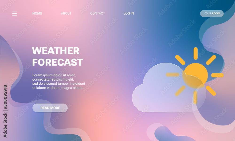 Landing page template of weather forecast concept vector illustration