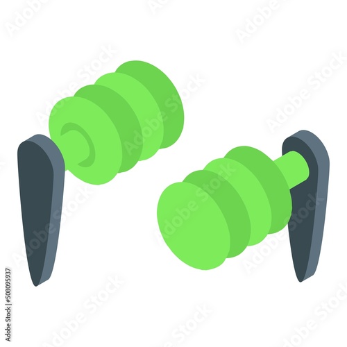 Modern earplugs icon isometric vector. Machine cover. Hearing decibel