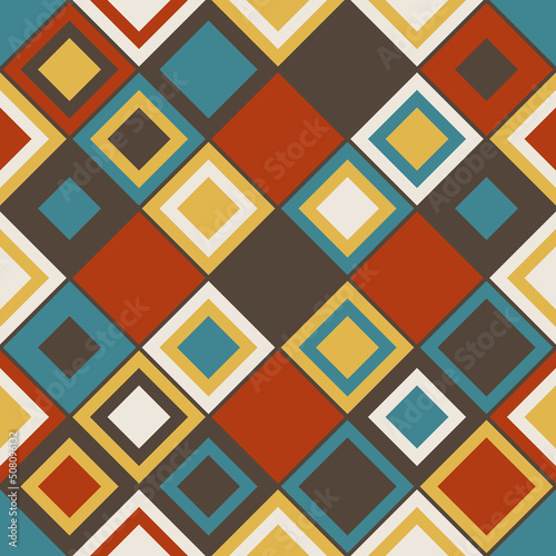 Retro rhombuses seamless. Interior decor from colored, but outdated rhombuses in retro style.