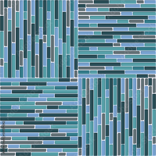 Wall sticker for the kitchen. Kitchen interior in the form of oblong layered bricks. Vector tiles for kitchen.