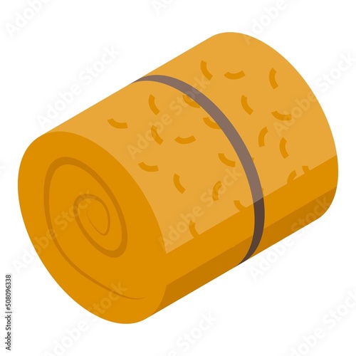 Hay bale roll icon isometric vector. Farm grass. Pile stack