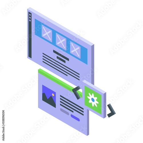 Website data icon isometric vector. Cms development. Web design