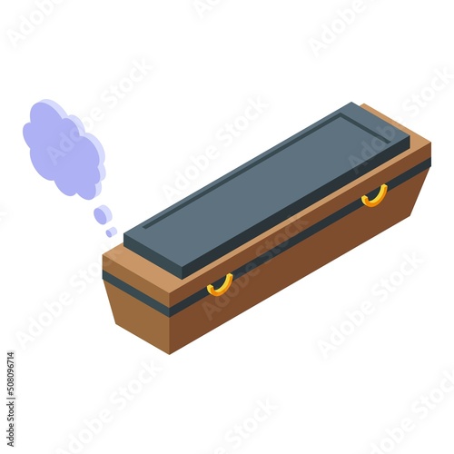 Death coffin icon isometric vector. Panic attack. Fear disorder