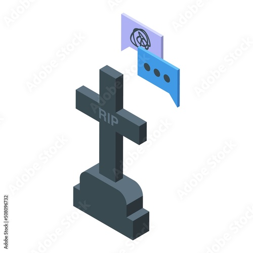 Death rip cross icon isometric vector. Panic attack. Fear disorder