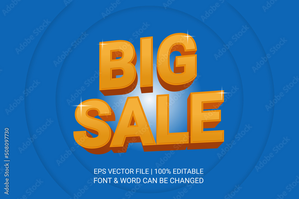 editable big sale 3d text effect