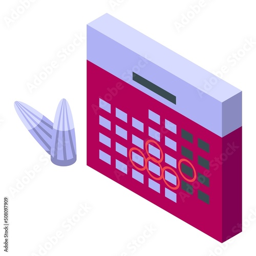 Menstruation calendar icon isometric vector. Woman hormone. Age climateric