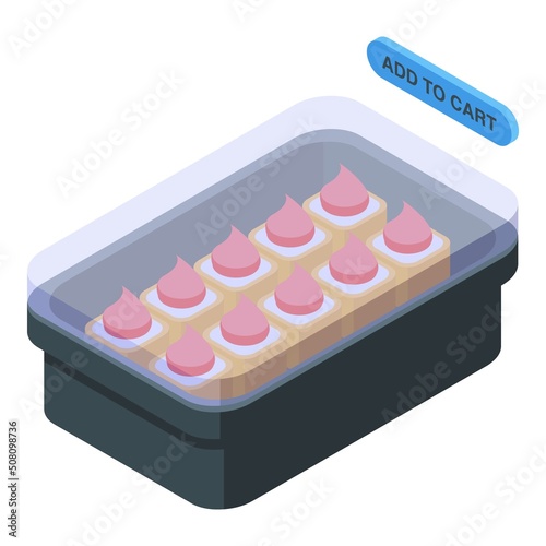 Online cake deliver icon isometric vector. Order delivery. App service