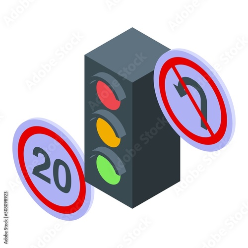 Arabic traffic lights icon isometric vector. Arab online. School education