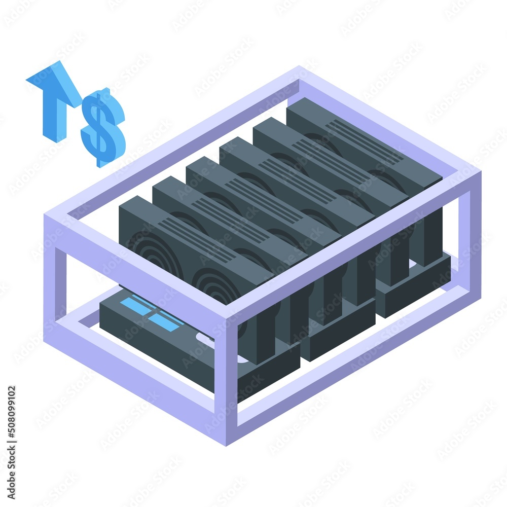Mining farm icon isometric vector. Passive income. Work cash Mining farm icon isometric vector. Passive income. Work cash