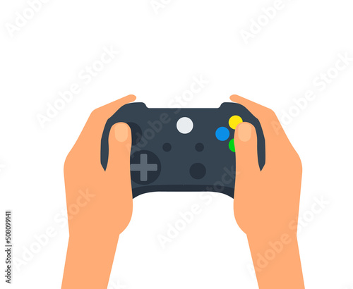 Businessman hand holding game controller - Flat style