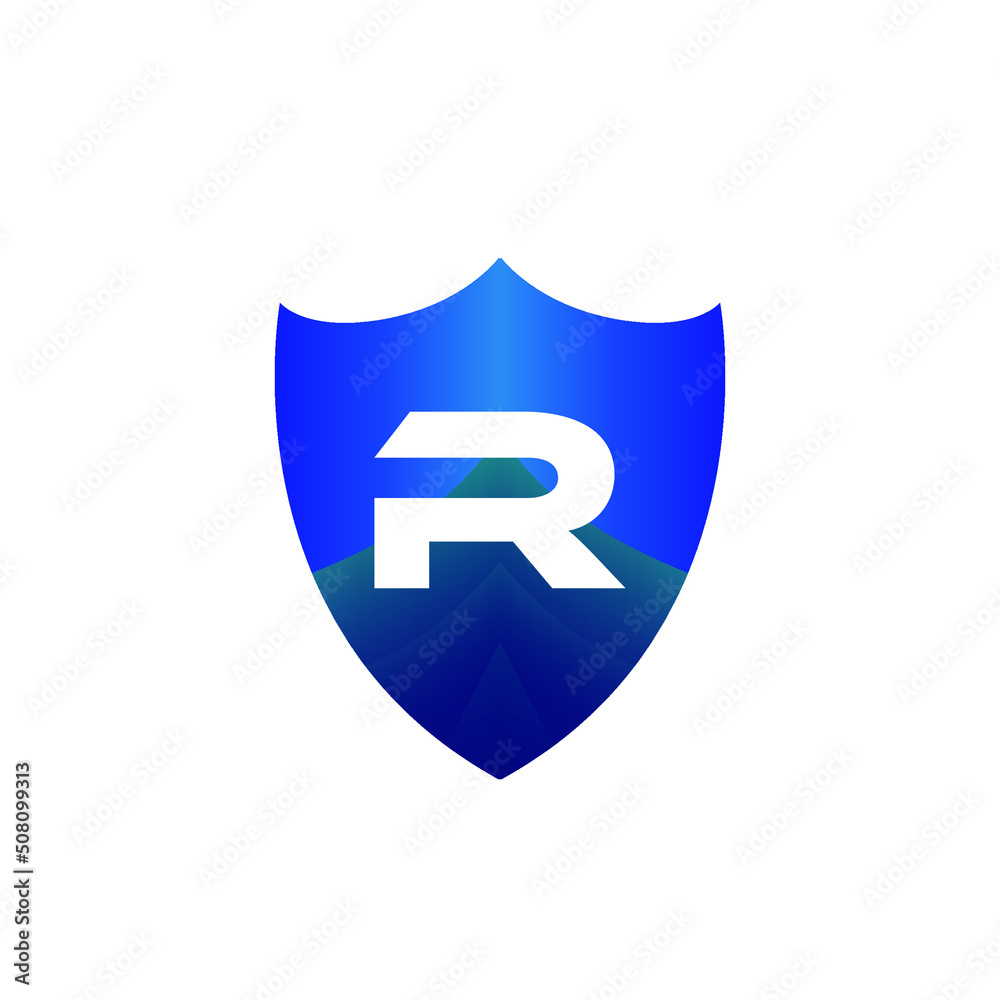 Letter R and Shield Security Logo Design. Vector Illustrator Letter R and Shield Security Logo Design. Vector Illustrator