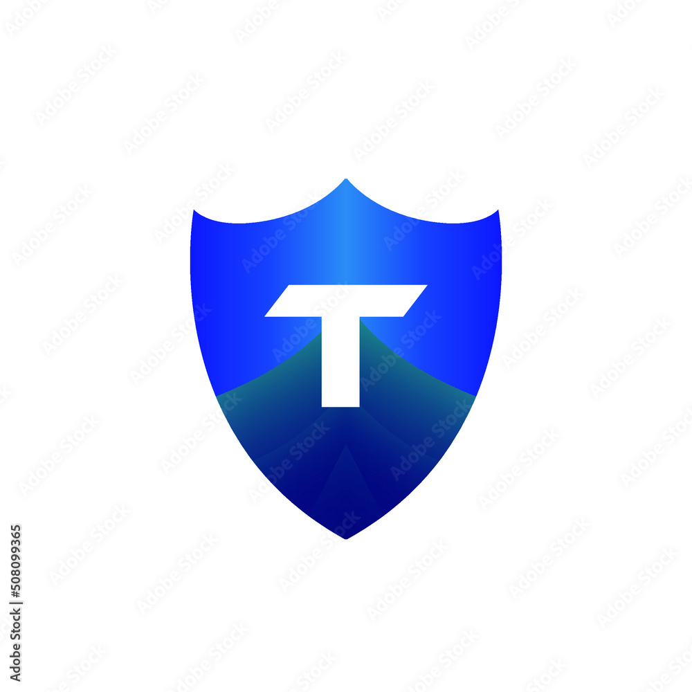 Fototapeta premium Letter T and Shield Security Logo Design. Vector Illustrator 