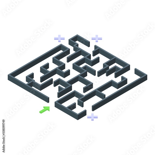 Labyrint risk icon isometric vector. Return management. Low business