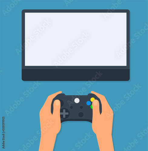 Businessman hand holding game controller - Flat style