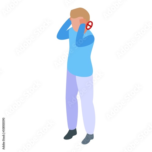 Disabled kid icon isometric vector. Deaf aid. Hearing person