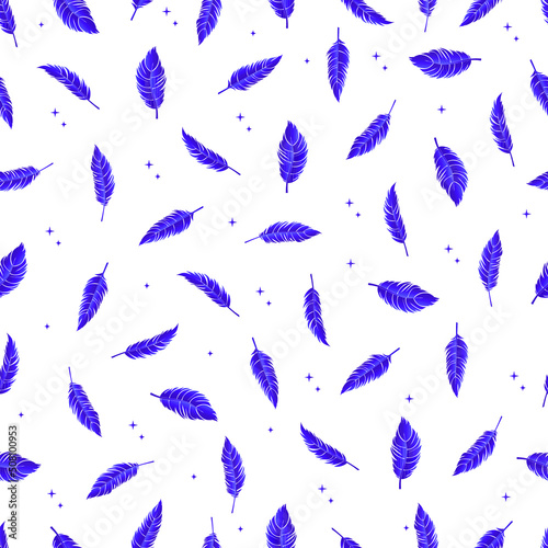 bird feathers vector seamless pattern with gradient