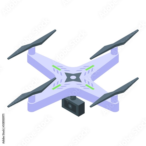 Real drone icon isometric vector. Aerial camera. Video tour