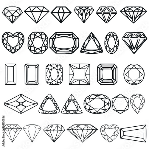 Diamond vector icons set