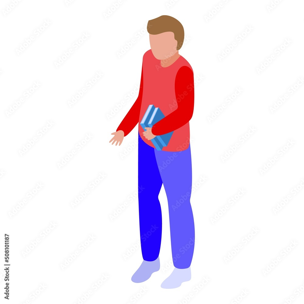 School boy icon isometric vector. Computer training. Software student School boy icon isometric vector. Computer training. Software student
