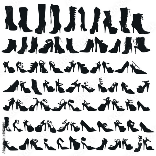 Womens shoes and boots icon set