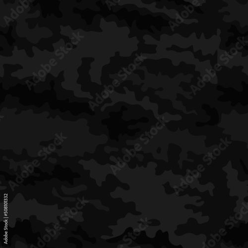  Night camouflage pattern vector black background, disguise, camouflage for hunting.