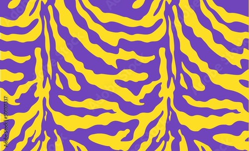 
Animal print zebra vector seamless pattern on yellow background, trendy texture.