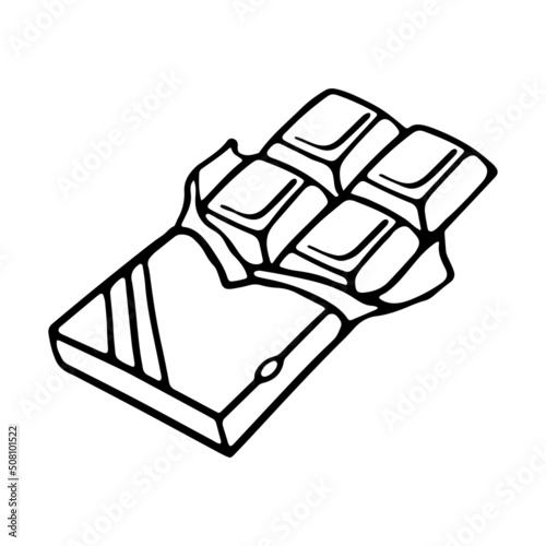Unwrapped Chocolate bar outline Vector Illustration isolated on white