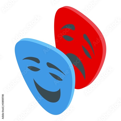 Emotional mask icon isometric vector. Family coping. Support family