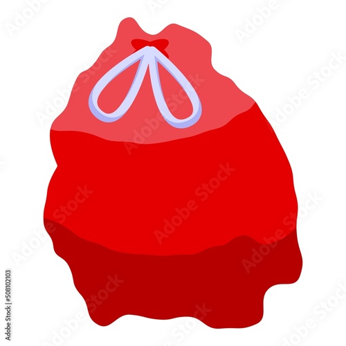 Red garbage pack icon isometric vector. Trash bag. Waste can