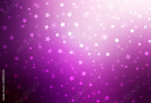 Light Pink vector template with ice snowflakes  stars.