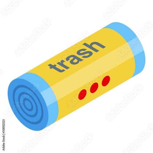 Trash pack bag icon isometric vector. Garbage bin. Recycle sack