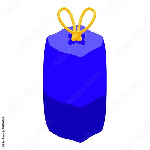 Blue trash sack icon isometric vector. Garbage bin. Waste pack