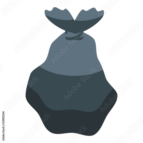 Black waste sack icon isometric vector. Trash bag. Recycle handle