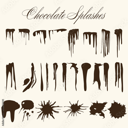 Chocolate splashes set.Splashes vector template.