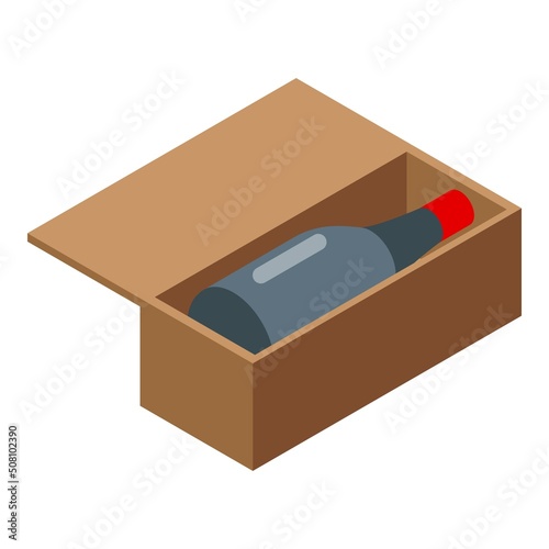 Wine bottle box icon isometric vector. Glass cocktail. Alcohol holding