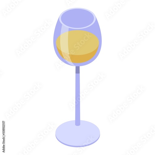 Yellow wine glass icon isometric vector. Sommelier alcohol. Woman party
