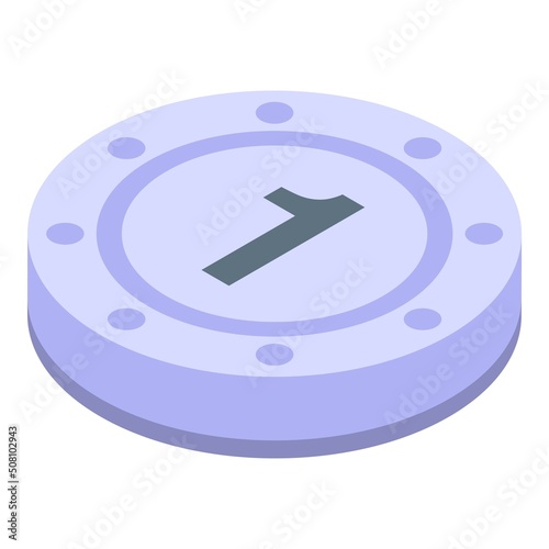 One coin chip icon isometric vector. Poker ace. Casino game