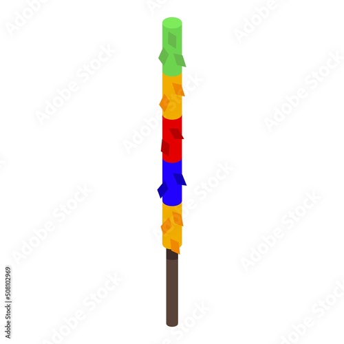 Mexican pinata stick icon isometric vector. Mexico party. Cactus candy