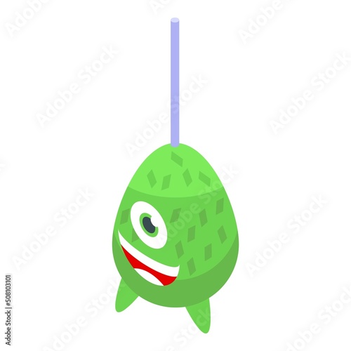 Mexican pinata green toy icon isometric vector. Mexico party. Candy carnival