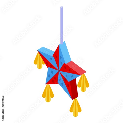 Mexican pinata star icon isometric vector. Mexico party. Candy carnival