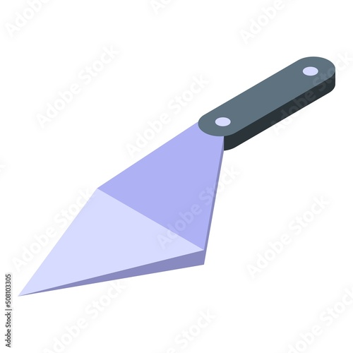 Pizza knife icon isometric vector. Wooden board. Cooking slice
