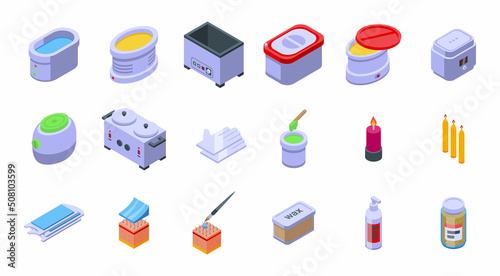 Wax therapy icons set isometric vector. Hair removal. Cosmetic depilatory