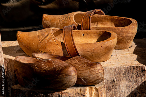 Dutch wooden clogs with strap
