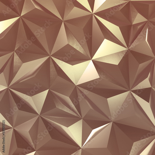 Abstract brown low poly triangle geometric background. 3d rendering.