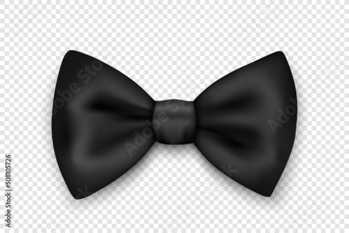Obraz na płótnie Vector 3d Realistic Black Textured Bow Tie Icon Closeup Isolated
