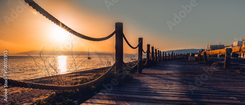 Photography beautiful sunset in almeria coast