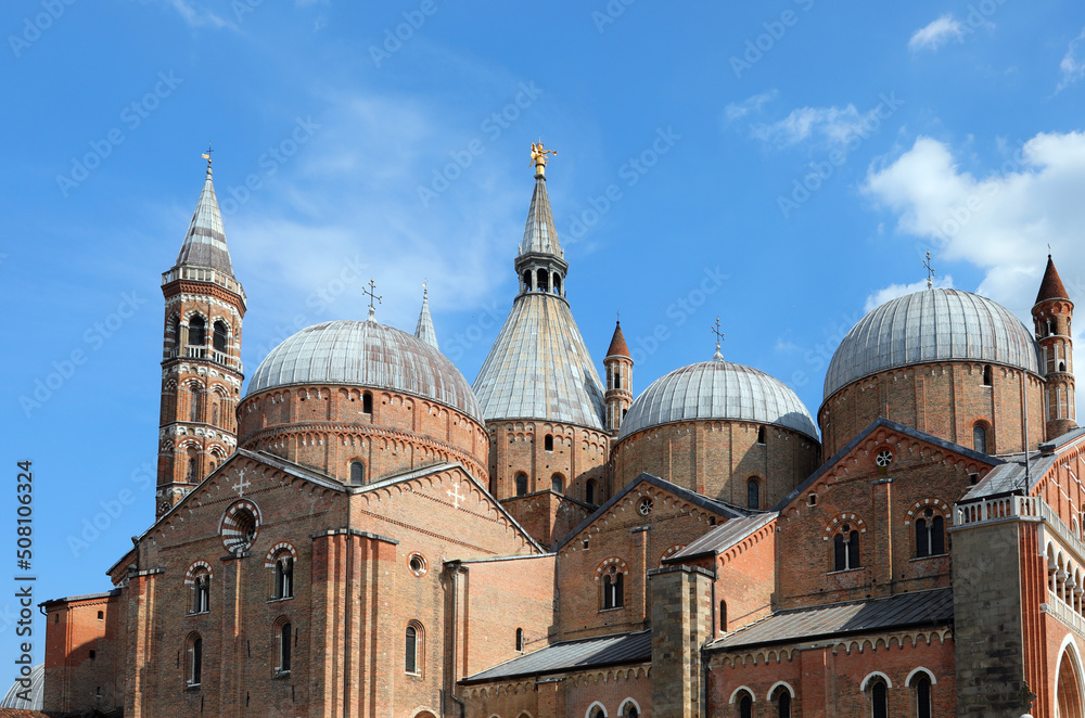 many domes of the Basilica of Saint Anthony of the city of Padua an indiscussed destination for thousands of faithful and pilgrims who come to pray