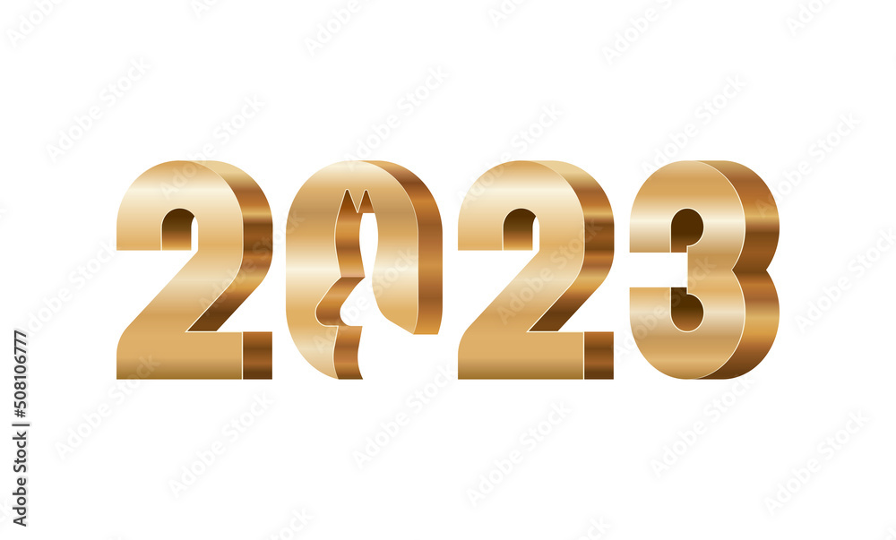 Happy new year 2023 Chinese new year golden realistic 3d numbers vector illustration isolated Happy new year 2023 Chinese new year golden realistic 3d numbers vector illustration isolated